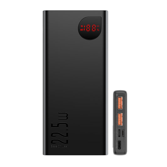 Baseus Adaman Externe Batterie, 10000mAh, 22.5W, QC + PD, 1 x USB-C - 2 x USB-A, Schwarz