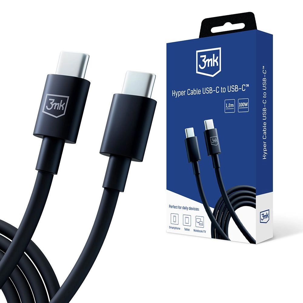 USB-C Daten- und Ladekabel - USB-C 3MK Hyper, 100W, 1.2m, Schwarz 
