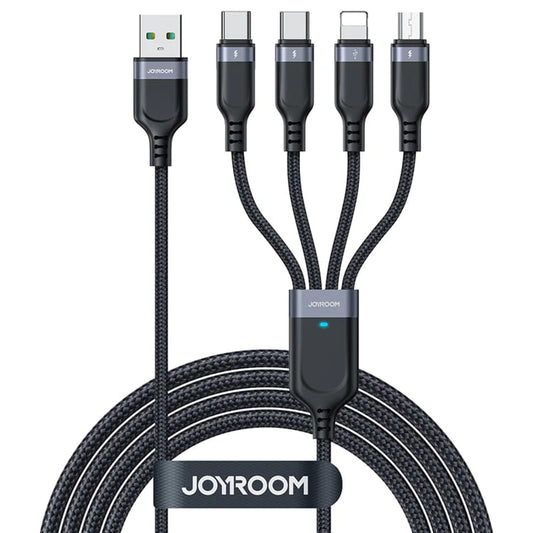 USB-A - Lightning / microUSB / 2 x USB-C Ladekabel Joyroom S-1T4018A18 4in1, 20W, 1.2m, Schwarz 