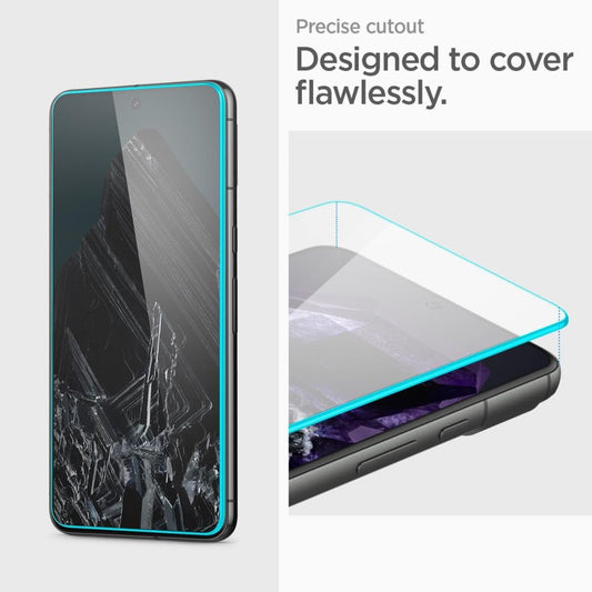 Spigen Alm GlastR Displayschutzfolie für Google Pixel 8 Pro, Vollverklebung, Glas geschützt, Set 2 Stück