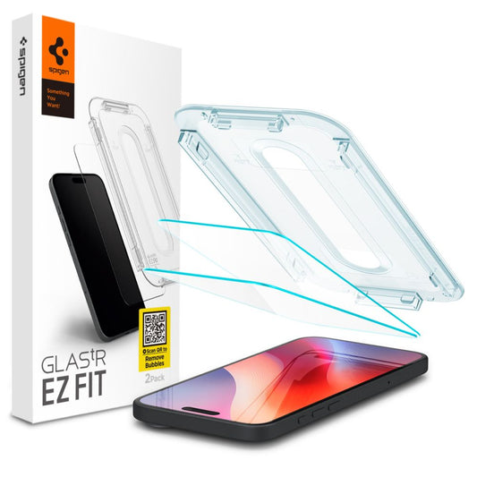 Spigen EZ FIT Displayschutzfolie für Apple iPhone 16 Pro Max, Glas geschützt, Vollverklebung, 2er Set AGL07907 AGL07907