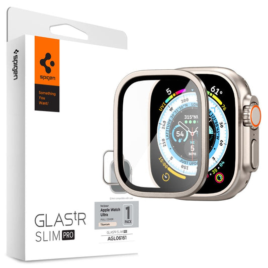 Spigen GLAStR Slim Pro Titanium für Apple Watch Ultra Series, Schutzfolie, Glas, geschützt AGL06161 