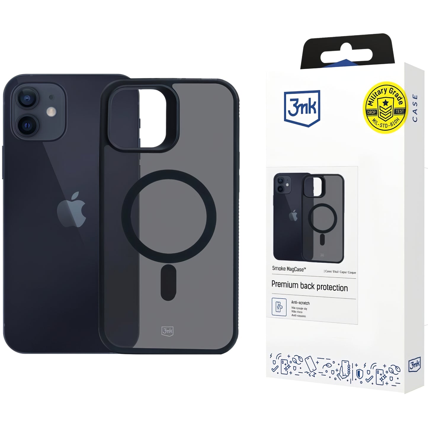 MagSafe Case for Apple iPhone 12 / 12 Pro, 3MK, Smoke MagCase, Black 