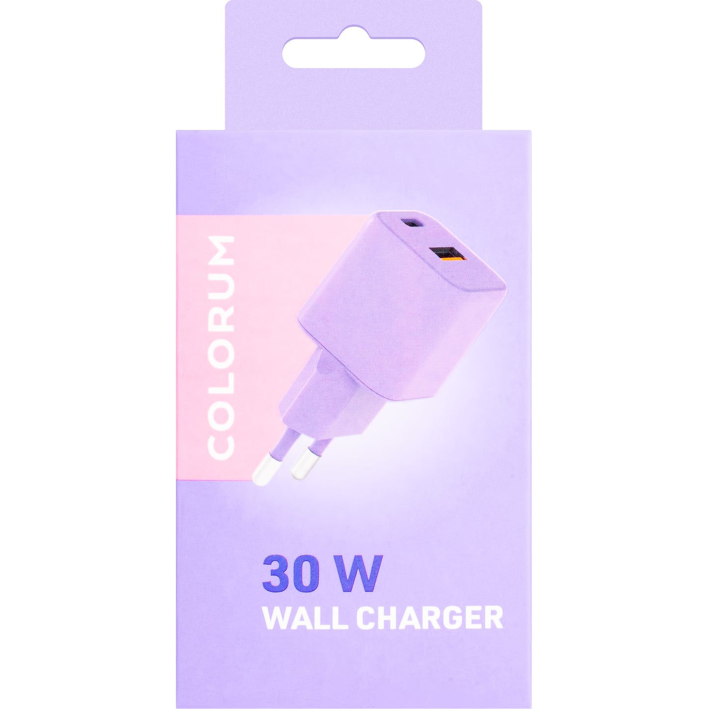 Netzwerk-Ladegerät Colourum CLS30-AC-09, 30W, 3A, 1 x USB-A - 1 x USB-C, Violett 