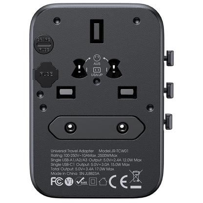 Network Charger Joyroom JR-TCW01 Travel, 17W, 3A, 1 x USB-C - 3 x USB-A, Black 