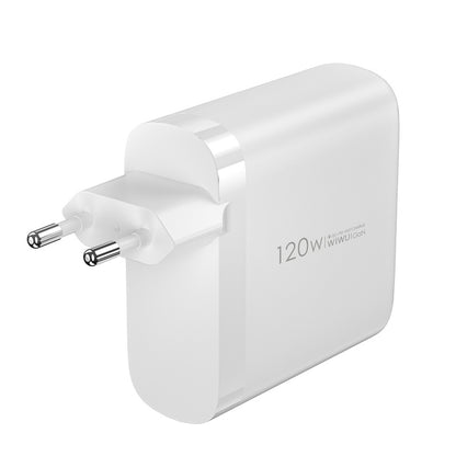 Network Charger WiWu Wi-U020, 120W, 3A, 1 x USB-A - 3 x USB-C, White 