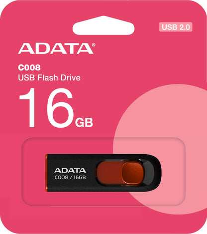 USB-A Externer Speicher Adata C008, 16Gb AC008-16G-RKD 